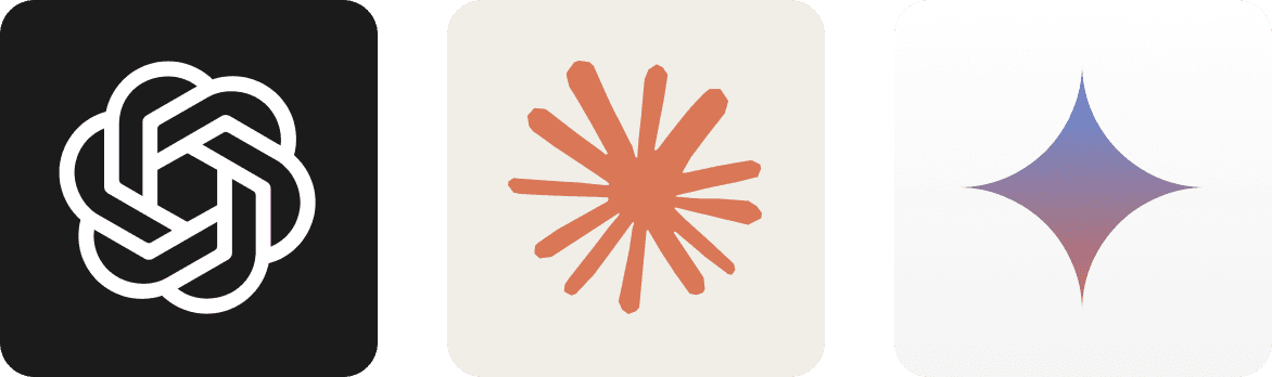 GPT-5, Claude Sonnet 4.5, and Gemini 2.5 Pro AI model icons